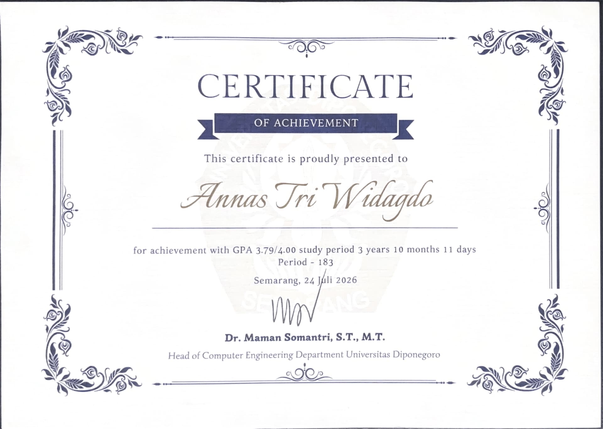 Bachelor Certificate · Diponegoro University