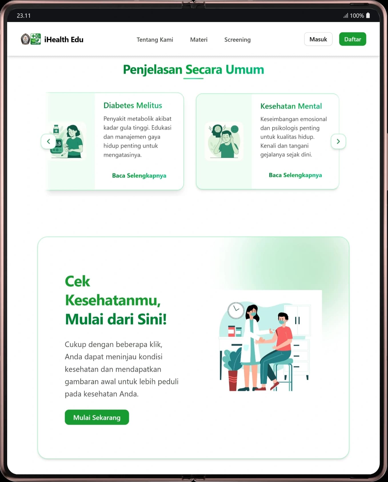 iHealth Edu health education and screening interface